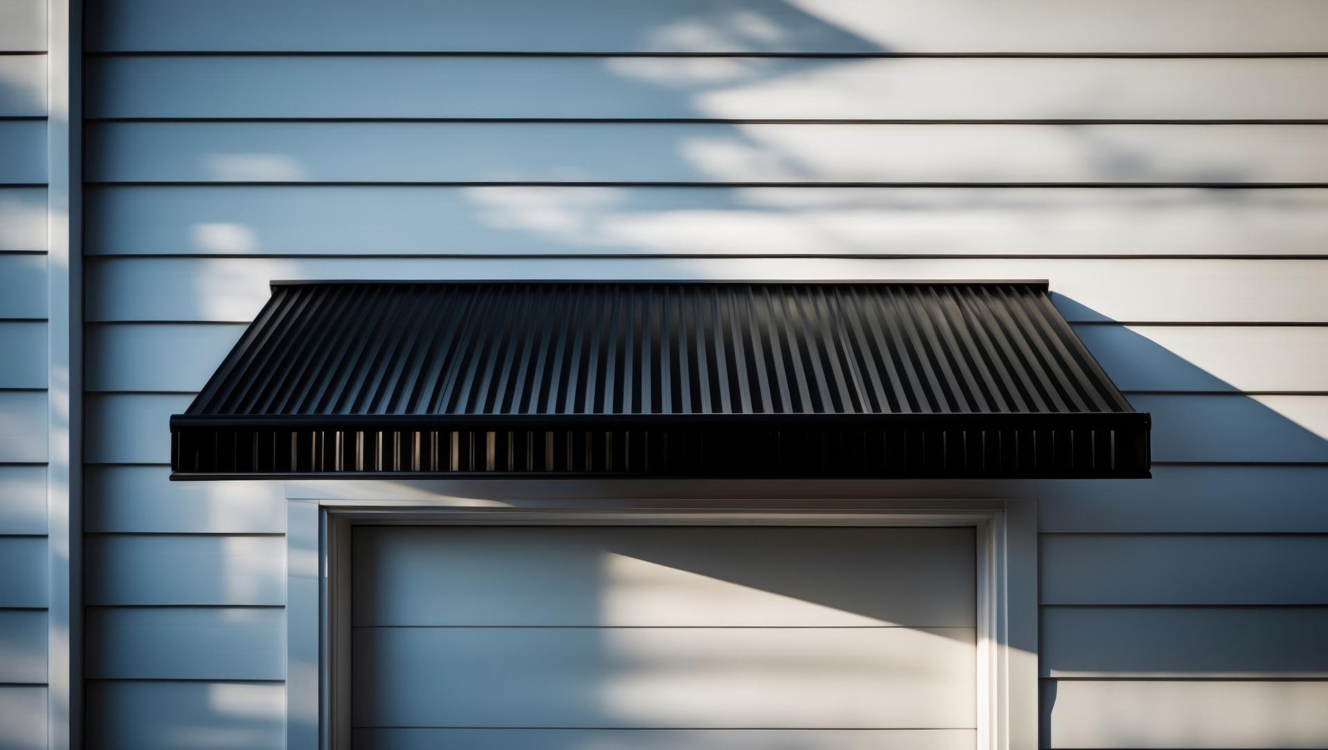 Schwarze Markise über Haustür an Fassade | Sonnenschutz Markisen